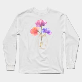 Mason Jar With Flowers Long Sleeve T-Shirt